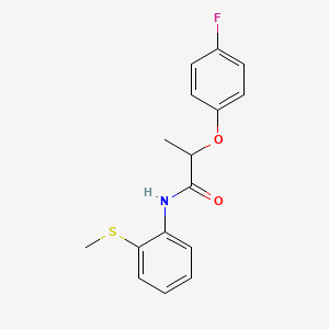 molecular formula C16H16FNO2S B4585917 2-(4-fluorophenoxy)-N-[2-(methylthio)phenyl]propanamide 