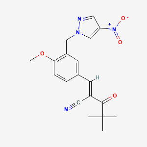 molecular formula C19H20N4O4 B4585938 2-(2,2-dimethylpropanoyl)-3-{4-methoxy-3-[(4-nitro-1H-pyrazol-1-yl)methyl]phenyl}acrylonitrile 