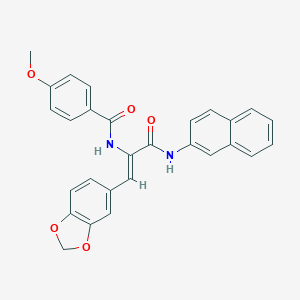 molecular formula C28H22N2O5 B458594 N-{2-(1,3-benzodioxol-5-yl)-1-[(2-naphthylamino)carbonyl]vinyl}-4-methoxybenzamide 