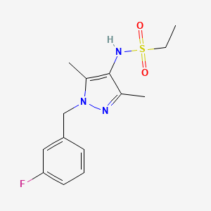 molecular formula C14H18FN3O2S B4585954 N-[1-(3-氟苄基)-3,5-二甲基-1H-吡唑-4-基]乙磺酰胺 