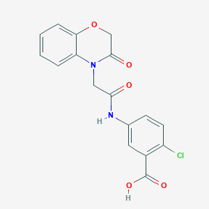 molecular formula C17H13ClN2O5 B4585975 2-chloro-5-{[(3-oxo-2,3-dihydro-4H-1,4-benzoxazin-4-yl)acetyl]amino}benzoic acid 