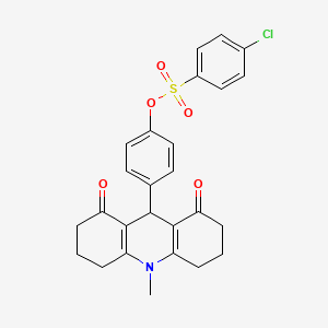 molecular formula C26H24ClNO5S B4585983 4-(10-methyl-1,8-dioxo-1,2,3,4,5,6,7,8,9,10-decahydro-9-acridinyl)phenyl 4-chlorobenzenesulfonate 