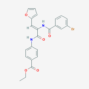 molecular formula C23H19BrN2O5 B458602 Ethyl 4-{[2-[(3-bromobenzoyl)amino]-3-(2-furyl)acryloyl]amino}benzoate 