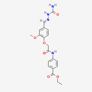 molecular formula C20H22N4O6 B4586057 ethyl 4-[({4-[2-(aminocarbonyl)carbonohydrazonoyl]-2-methoxyphenoxy}acetyl)amino]benzoate 