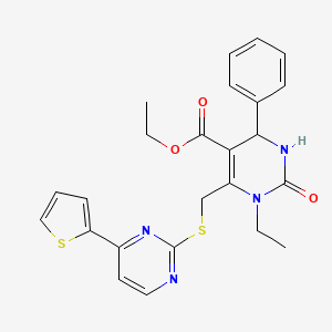 ETHYL 1-ETHYL-2-OXO-4-PHENYL-6-({[4-(2-THIENYL)-2-PYRIMIDINYL]SULFANYL}METHYL)-1,2,3,4-TETRAHYDRO-5-PYRIMIDINECARBOXYLATE