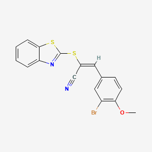 molecular formula C17H11BrN2OS2 B4586116 2-(1,3-benzothiazol-2-ylthio)-3-(3-bromo-4-methoxyphenyl)acrylonitrile 