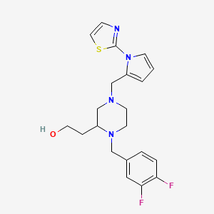 molecular formula C21H24F2N4OS B4586133 2-(1-(3,4-difluorobenzyl)-4-{[1-(1,3-thiazol-2-yl)-1H-pyrrol-2-yl]methyl}-2-piperazinyl)ethanol 