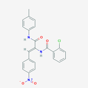 molecular formula C23H18ClN3O4 B458618 2-chloro-N-[2-{4-nitrophenyl}-1-(4-toluidinocarbonyl)vinyl]benzamide 