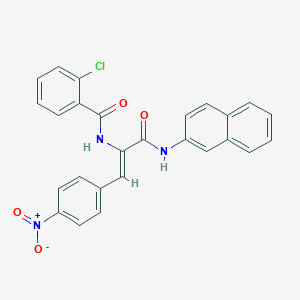 molecular formula C26H18ClN3O4 B458619 2-chloro-N-{2-{4-nitrophenyl}-1-[(2-naphthylamino)carbonyl]vinyl}benzamide 