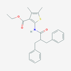 molecular formula C25H27NO3S B458621 Ethyl 2-[(2-benzyl-3-phenylpropanoyl)amino]-4,5-dimethyl-3-thiophenecarboxylate 
