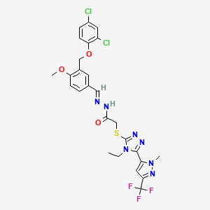 N-((E)-1-{3-[(2,4-DICHLOROPHENOXY)METHYL]-4-METHOXYPHENYL}METHYLIDENE)-2-({4-ETHYL-5-[1-METHYL-3-(TRIFLUOROMETHYL)-1H-PYRAZOL-5-YL]-4H-1,2,4-TRIAZOL-3-YL}SULFANYL)ACETOHYDRAZIDE