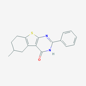molecular formula C17H16N2OS B458626 5,6,7,8-Tetrahydro-6-methyl-2-phenyl-(1)benzothieno(2,3-d)pyrimidin-4(1H)-one CAS No. 70733-11-8