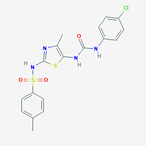molecular formula C18H17ClN4O3S2 B458628 N-(5-{[(4-chloroanilino)carbonyl]amino}-4-methyl-1,3-thiazol-2-yl)-4-methylbenzenesulfonamide CAS No. 429623-46-1