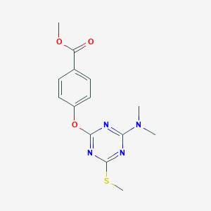 molecular formula C14H16N4O3S B458629 Methyl 4-{[4-(dimethylamino)-6-(methylsulfanyl)-1,3,5-triazin-2-yl]oxy}benzoate CAS No. 354550-56-4