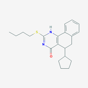 molecular formula C21H26N2OS B458635 2-butylsulfanyl-5-cyclopentyl-5,6-dihydro-1H-benzo[h]quinazolin-4-one 