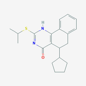 molecular formula C20H24N2OS B458636 5-cyclopentyl-2-propan-2-ylsulfanyl-5,6-dihydro-1H-benzo[h]quinazolin-4-one 