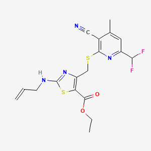 ETHYL 2-(ALLYLAMINO)-4-({[3-CYANO-6-(DIFLUOROMETHYL)-4-METHYL-2-PYRIDYL]SULFANYL}METHYL)-1,3-THIAZOLE-5-CARBOXYLATE