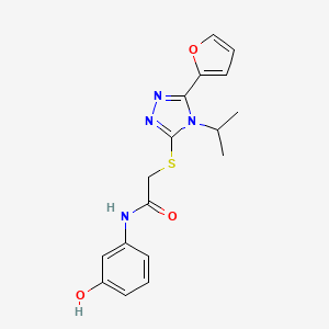 molecular formula C17H18N4O3S B4586391 2-{[5-(furan-2-yl)-4-(propan-2-yl)-4H-1,2,4-triazol-3-yl]sulfanyl}-N-(3-hydroxyphenyl)acetamide 