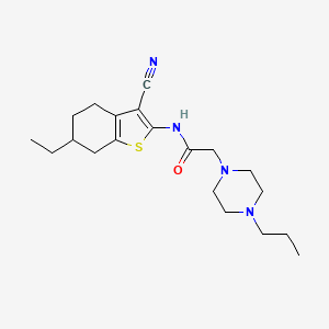 molecular formula C20H30N4OS B4586422 N-(3-cyano-6-ethyl-4,5,6,7-tetrahydro-1-benzothiophen-2-yl)-2-(4-propylpiperazin-1-yl)acetamide 