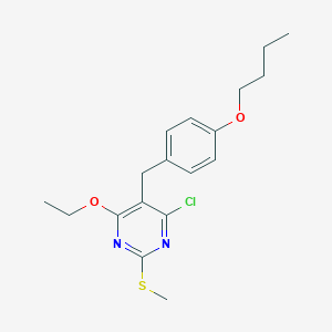 molecular formula C18H23ClN2O2S B458643 5-(4-Butoxybenzyl)-4-chloro-6-ethoxy-2-(methylsulfanyl)pyrimidine 