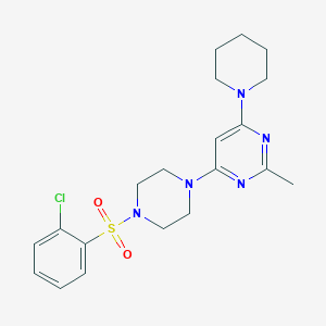 molecular formula C20H26ClN5O2S B4586435 4-[4-(2-Chlorobenzenesulfonyl)piperazin-1-YL]-2-methyl-6-(piperidin-1-YL)pyrimidine 