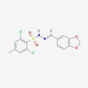 molecular formula C15H12Cl2N2O4S B458646 N'-(1,3-benzodioxol-5-ylmethylene)-2,6-dichloro-4-methylbenzenesulfonohydrazide 
