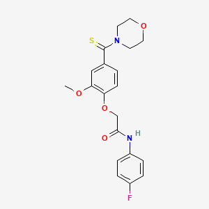 molecular formula C20H21FN2O4S B4586464 N-(4-fluorophenyl)-2-[2-methoxy-4-(4-morpholinylcarbonothioyl)phenoxy]acetamide 