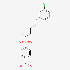 molecular formula C15H15ClN2O4S2 B4586546 N-{2-[(3-chlorobenzyl)thio]ethyl}-4-nitrobenzenesulfonamide 