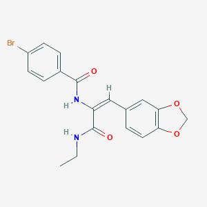 molecular formula C19H17BrN2O4 B458655 N-{2-(1,3-benzodioxol-5-yl)-1-[(ethylamino)carbonyl]vinyl}-4-bromobenzamide 