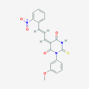 (5E)-1-(3-methoxyphenyl)-5-[(E)-3-(2-nitrophenyl)prop-2-enylidene]-2-sulfanylidene-1,3-diazinane-4,6-dione