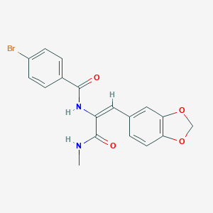 molecular formula C18H15BrN2O4 B458656 N-{2-(1,3-benzodioxol-5-yl)-1-[(methylamino)carbonyl]vinyl}-4-bromobenzamide 