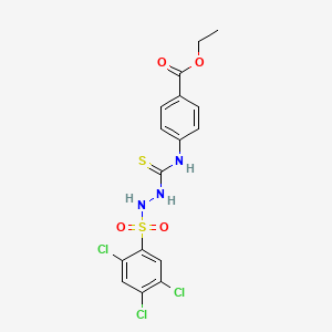 molecular formula C16H14Cl3N3O4S2 B4586560 ethyl 4-[({2-[(2,4,5-trichlorophenyl)sulfonyl]hydrazino}carbonothioyl)amino]benzoate 