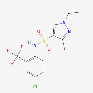 molecular formula C13H13ClF3N3O2S B4586632 N-[4-chloro-2-(trifluoromethyl)phenyl]-1-ethyl-3-methyl-1H-pyrazole-4-sulfonamide 