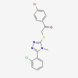 molecular formula C17H13BrClN3OS B4586634 1-(4-bromophenyl)-2-{[5-(2-chlorophenyl)-4-methyl-4H-1,2,4-triazol-3-yl]sulfanyl}ethanone 