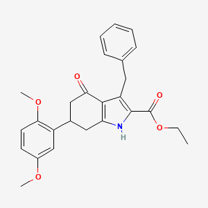 molecular formula C26H27NO5 B4586649 ethyl 3-benzyl-6-(2,5-dimethoxyphenyl)-4-oxo-4,5,6,7-tetrahydro-1H-indole-2-carboxylate 