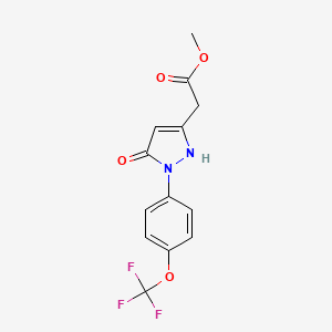 molecular formula C13H11F3N2O4 B4586684 methyl {5-hydroxy-1-[4-(trifluoromethoxy)phenyl]-1H-pyrazol-3-yl}acetate 