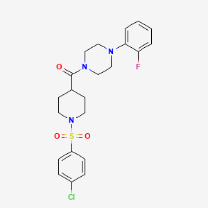 1-[1-(4-CHLOROBENZENESULFONYL)PIPERIDINE-4-CARBONYL]-4-(2-FLUOROPHENYL)PIPERAZINE