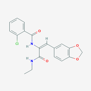 molecular formula C19H17ClN2O4 B458671 N-{2-(1,3-benzodioxol-5-yl)-1-[(ethylamino)carbonyl]vinyl}-2-chlorobenzamide 