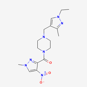 molecular formula C16H23N7O3 B4586718 {4-[(1-ETHYL-3-METHYL-1H-PYRAZOL-4-YL)METHYL]PIPERAZINO}(1-METHYL-4-NITRO-1H-PYRAZOL-3-YL)METHANONE 