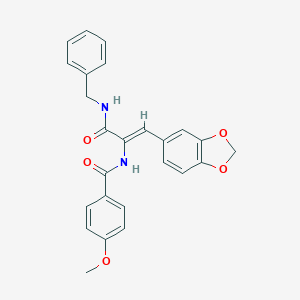 molecular formula C25H22N2O5 B458676 N-{2-(1,3-benzodioxol-5-yl)-1-[(benzylamino)carbonyl]vinyl}-4-methoxybenzamide 