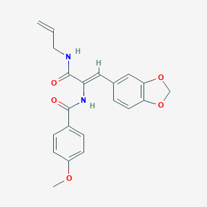 molecular formula C21H20N2O5 B458677 N-(1-Allylcarbamoyl-2-benzo[1,3]dioxol-5-yl-vinyl)-4-methoxy-benzamide 