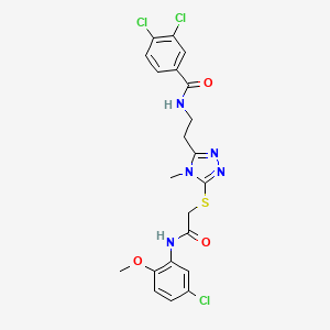 molecular formula C21H20Cl3N5O3S B4586776 3,4-dichloro-N-{2-[5-({2-[(5-chloro-2-methoxyphenyl)amino]-2-oxoethyl}sulfanyl)-4-methyl-4H-1,2,4-triazol-3-yl]ethyl}benzamide 