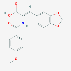 molecular formula C18H15NO6 B458679 3-(1,3-Benzodioxol-5-yl)-2-[(4-methoxybenzoyl)amino]acrylic acid 