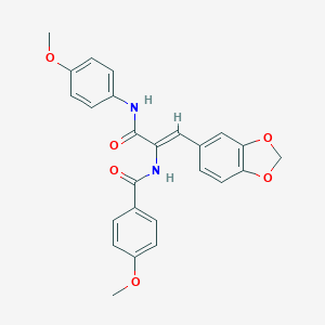 molecular formula C25H22N2O6 B458680 N-{2-(1,3-benzodioxol-5-yl)-1-[(4-methoxyanilino)carbonyl]vinyl}-4-methoxybenzamide 