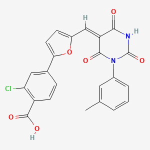 2-CHLORO-4-(5-{[(5Z)-1-(3-METHYLPHENYL)-2,4,6-TRIOXO-1,3-DIAZINAN-5-YLIDENE]METHYL}FURAN-2-YL)BENZOIC ACID