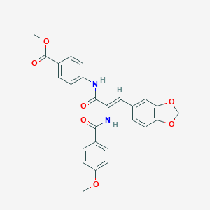 molecular formula C27H24N2O7 B458681 Ethyl 4-({3-(1,3-benzodioxol-5-yl)-2-[(4-methoxybenzoyl)amino]acryloyl}amino)benzoate 