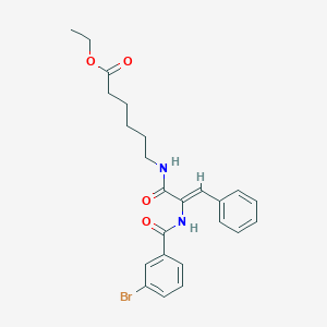 molecular formula C24H27BrN2O4 B458686 Ethyl 6-({2-[(3-bromobenzoyl)amino]-3-phenylacryloyl}amino)hexanoate 