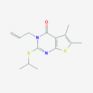 molecular formula C14H18N2OS2 B458689 3-allyl-2-(isopropylsulfanyl)-5,6-dimethylthieno[2,3-d]pyrimidin-4(3H)-one 