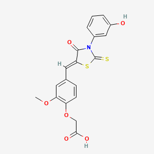 molecular formula C19H15NO6S2 B4586892 2-(4-{[(5Z)-3-(3-hydroxyphenyl)-4-oxo-2-sulfanylidene-1,3-thiazolidin-5-ylidene]methyl}-2-methoxyphenoxy)acetic acid 