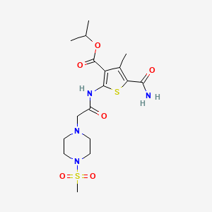 molecular formula C17H26N4O6S2 B4586902 isopropyl 5-(aminocarbonyl)-4-methyl-2-({[4-(methylsulfonyl)-1-piperazinyl]acetyl}amino)-3-thiophenecarboxylate 